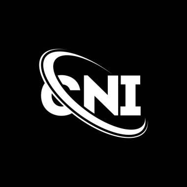 CNI logosu. CNI mektubu. CNI mektup logosu tasarımı. Çember ve büyük harfli monogram logosuna bağlı CNI logosu. CNI teknoloji, iş ve emlak markası tipografisi.