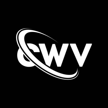 CWV logosu. CWV mektubu. CWV harf logosu tasarımı. Çember ve büyük harfli monogram logosuyla birleştirilmiş CWV logosu. Teknoloji, iş ve emlak markası için CWV tipografisi.