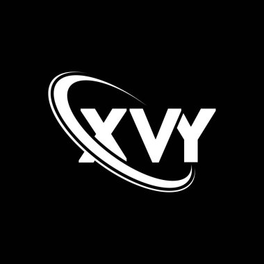 XVY logosu. XVY harfi. XVY harf logosu tasarımı. Çember ve büyük harfli monogram logosuyla birleştirilmiş XVY logosu. Teknoloji, iş ve emlak markası için XVY tipografisi.