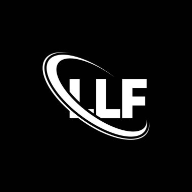 LLF logosu. LLF mektubu. LLF mektup logosu tasarımı. Çember ve büyük harfli monogram logosuna bağlı ilk LLF logosu. Teknoloji, iş ve emlak markası için LLF tipografisi.