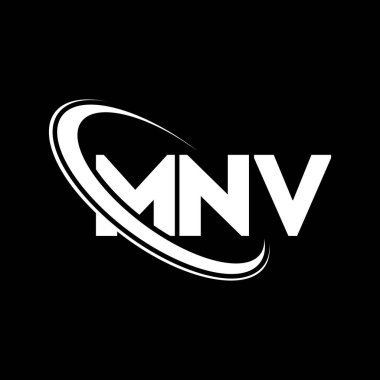 MNV logosu. MNV mektubu. MNV mektup logosu tasarımı. Çember ve büyük harfli monogram logosuna bağlı baş harfler. Teknoloji, iş ve emlak markası için MNV tipografisi.