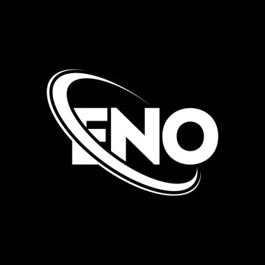 ENO logosu. ENO mektubu. ENO harf logosu tasarımı. Çember ve büyük harfli monogram logosuna bağlı baş harfler ENO logosu. Teknoloji, iş ve emlak markası için ENO tipografisi.