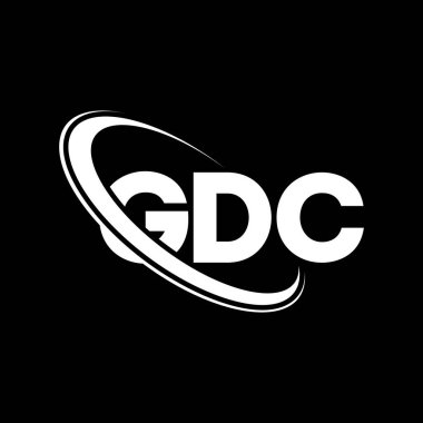 GDC logosu. GDC mektubu. GDC mektup logosu tasarımı. Çember ve büyük harfli monogram logosuna bağlı GDC logosu. Teknoloji, iş ve emlak markası için GDC tipografisi.