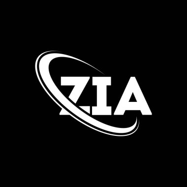 ZIA logosu. ZIA mektubu. ZIA harf logosu tasarımı. Çember ve büyük harfli monogram logosuna bağlı baş harfler ZIA logosu. Teknoloji, iş ve emlak markası için ZIA tipografisi.