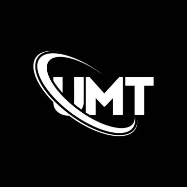 UMT logosu. UMT mektubu. UMT harf logosu tasarımı. Çember ve büyük harfli monogram logosuna bağlı ilk UMT logosu. Teknoloji, iş ve emlak markası için UMT tipografisi.