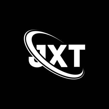 JXT logosu. JXT mektubu. JXT harf logosu tasarımı. Çember ve büyük harfli monogram logosuna bağlı baş harfler JXT logosu. Teknoloji, iş ve emlak markası için JXT tipografisi.