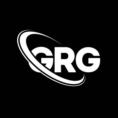 GRG logosu. GRG mektubu. GRG harf logosu tasarımı. Çember ve büyük harfli monogram logosuyla birleştirilmiş GRG logosu. Teknoloji, iş ve emlak markası için GRG tipografisi.