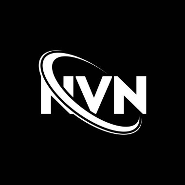 NVN logosu. NVN mektubu. NVN harf logosu tasarımı. Çember ve büyük harfli monogram logosuna bağlı baş harfler NVN logosu. Teknoloji, iş ve emlak markası için NVN tipografisi.