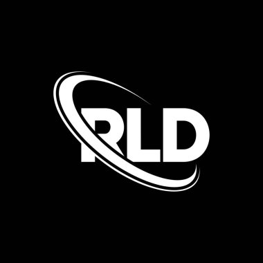 RLD logosu. RLD harfi. RLD harf logosu tasarımı. Çember ve büyük harfli monogram logosuna bağlı baş harfler. Teknoloji, iş ve emlak markası için RLD tipografisi.