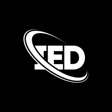 IED logosu. El yapımı patlayıcı. IED mektup logosu tasarımı. Çember ve büyük harfli monogram logosuna bağlı baş harfler. Teknoloji, iş ve emlak markası için IED tipografisi.