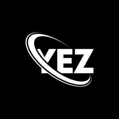 YeZ logosu. Evet, mektup. YEZ harf logosu tasarımı. Çember ve büyük harfli monogram logosuna bağlı YeZ logosunun baş harfleri. YEZ teknoloji, iş ve emlak markası tipografisi.