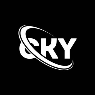 CKY logosu. CKY mektubu. CKY harf logosu tasarımı. Çember ve büyük harfli monogram logosuyla birleştirilmiş CKY logosu. Teknoloji, iş ve emlak markası için CKY tipografisi.