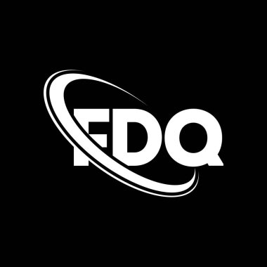 FDQ logosu. FDQ mektubu. FDQ harf logosu tasarımı. Çember ve büyük harfli monogram logosuna bağlı FDQ logosu. Teknoloji, iş ve emlak markası için FDQ tipografisi.