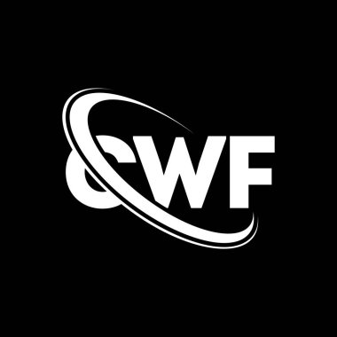 CWF logosu. CWF mektubu. CWF harf logosu tasarımı. Çember ve büyük harfli monogram logosuyla birleştirilmiş CWF logosu. Teknoloji, iş ve emlak markası için CWF tipografisi.