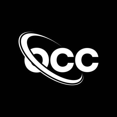 OCC logosu. OCC mektubu. OCC harf logosu tasarımı. Çember ve büyük harfli monogram logosuna bağlı baş harfler OCC logosu. Teknoloji, iş ve emlak markası için OCC tipografisi.