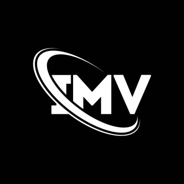 IMV logosu. IMV mektubu. IMV harf logosu tasarımı. Çember ve büyük harfli monogram logosuna bağlı IMV logosu. Teknoloji, iş ve emlak markası için IMV tipografisi.