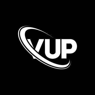 VUP logosu. VUP mektubu. VUP mektup logosu tasarımı. Çember ve büyük harfli monogram logosuna bağlı VUP logosu. Teknoloji, iş ve emlak markası için VUP tipografisi.