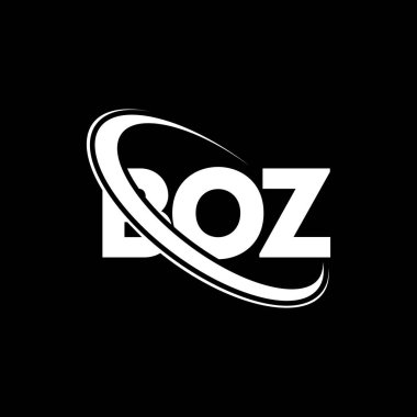 BOZ logosu. BOZ mektubu. BOZ harf logosu tasarımı. Çember ve büyük harfli monogram logosuna bağlı BOZ logosu. Teknoloji, iş ve emlak markası için BOZ tipografisi.