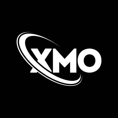 XMO logosu. XMO mektubu. XMO harf logosu tasarımı. Çember ve büyük harfli monogram logosuna bağlı XMO logosu. Teknoloji, iş ve emlak markası için XMO tipografisi.