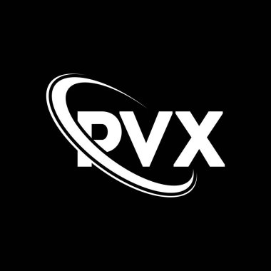 PVX logosu. PVX harfi. PVX harfli logo tasarımı. Çember ve büyük harfli monogram logosuyla birleştirilmiş PVX logosu. Teknoloji, iş ve emlak markası için PVX tipografisi.