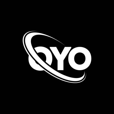OYO logosu. OYO mektubu. OYO harf logosu tasarımı. Çember ve büyük harfli monogram logosuna bağlı OYO logosu. Teknoloji, iş ve emlak markası için OYO tipografisi.