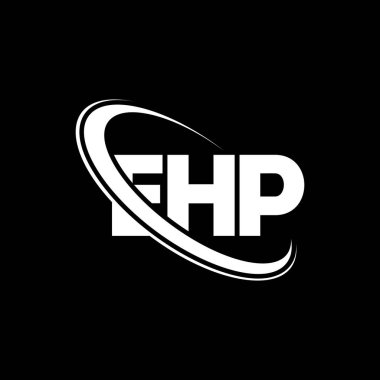 EHP logosu. EHP mektubu. EHP harf logosu tasarımı. Çember ve büyük harfli monogram logosuna bağlı baş harfler EHP logosu. Teknoloji, iş ve emlak markası için EHP tipografisi.