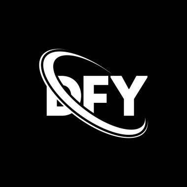 DFY logosu. Sosyal Hizmetler mektubu. DFY mektup logosu tasarımı. Daire ve büyük harfli monogram logosuna bağlı DFY logosu. Teknoloji, iş ve emlak markası için DFY tipografisi.