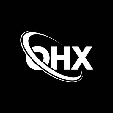 OHX logosu. OHX mektubu. OHX harf logosu tasarımı. Çember ve büyük harfli monogram logosuyla birleştirilmiş OHX logosu. Teknoloji, iş ve emlak markası için OHX tipografisi.