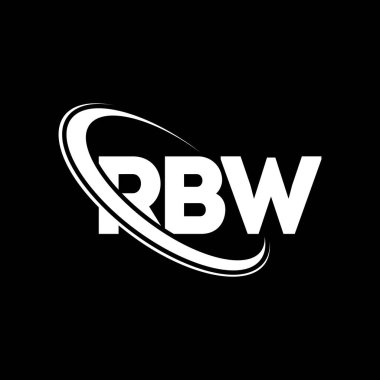 RBW logosu. RBW mektubu. RBW harfli logo tasarımı. Çember ve büyük harfli monogram logosuyla birleştirilmiş RBW logosu. Teknoloji, iş ve emlak markası için RBW tipografisi.