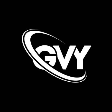 GVY logosu. GVY mektubu. GVY harf logosu tasarımı. Çember ve büyük harfli monogram logosuyla birleştirilmiş GVY logosu. Teknoloji, iş ve emlak markası için GVY tipografisi.