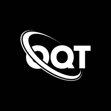 OQT logosu. OQT mektubu. OQT harf logosu tasarımı. Çember ve büyük harfli monogram logosuyla birleştirilmiş OQT logosu. Teknoloji, iş ve emlak markası için OQT tipografisi.