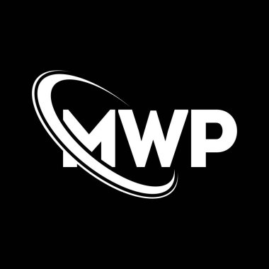 MWP logosu. MWP mektubu. MWP harf logosu tasarımı. Çember ve büyük harfli monogram logosuna bağlı baş harfler. Teknoloji, iş ve emlak markası için MWP tipografisi.