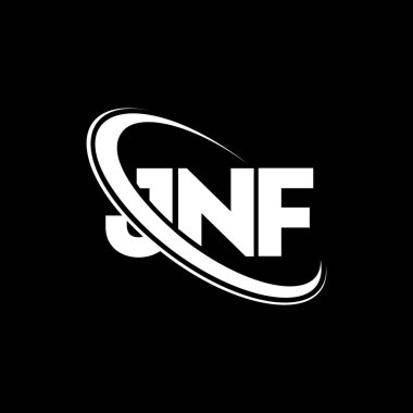 JNF logosu. JNF mektubu. JNF mektup logosu tasarımı. Çember ve büyük harfli monogram logosuna bağlı baş harfler JNF logosu. Teknoloji, iş ve emlak markası için JNF tipografisi.