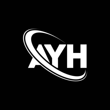 AYH logosu. AYH harfi. AYH harf logosu tasarımı. Çember ve büyük harfli monogram logosuyla birleştirilmiş AYH logosu. Teknoloji, iş ve emlak markası için AYH tipografisi.