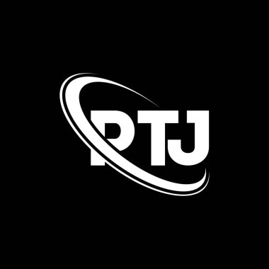 PTJ logosu. PTJ mektubu. PTJ harf logosu tasarımı. Çember ve büyük harfli monogram logosuna bağlı baş harfler PTJ logosu. Teknoloji, iş ve emlak markası için PTJ tipografisi.