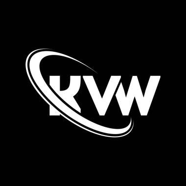 KVW logosu. KVW mektubu. KVW harf logosu tasarımı. Çember ve büyük harfli monogram logo ile birleştirilmiş KVW logosu. Teknoloji, iş ve emlak markası için KVW tipografisi.