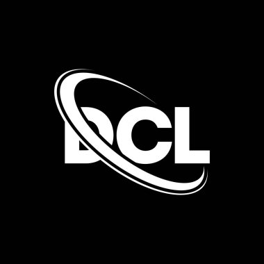 DCL logosu. DCL mektubu. DCL harf logosu tasarımı. Çember ve büyük harfli monogram logosuyla birleştirilmiş DCL logosu. Teknoloji, iş ve emlak markası için DCL tipografisi.