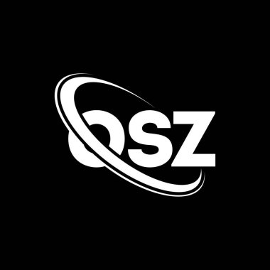 OSZ logosu. OSZ mektubu. OSZ harf logosu tasarımı. Çember ve büyük harfli monogram logosuna bağlı OSZ logosu. Teknoloji, iş ve emlak markası için OSZ tipografisi.