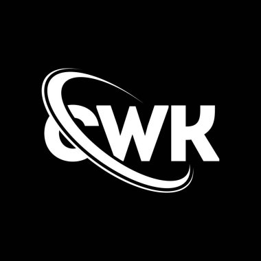 CWK logosu. CWK mektubu. CWK harf logosu tasarımı. Çember ve büyük harfli monogram logosuna bağlı baş harfler CWK logosu. Teknoloji, iş ve emlak markası için CWK tipografisi.