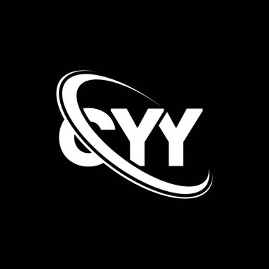 CYY logosu. CYY mektubu. CYY harf logosu tasarımı. Çember ve büyük harfli monogram logosuyla birleştirilmiş CYY logosu. Teknoloji, iş ve emlak markası için CYY tipografisi.