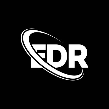 EDR logosu. EDR mektubu. EDR harf logosu tasarımı. Çember ve büyük harfli monogram logosuna bağlı baş harfler. Teknoloji, iş ve emlak markası için EDR tipografisi.