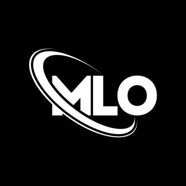 MLO logosu. MLO mektubu. MLO harf logosu tasarımı. Çember ve büyük harfli monogram logosuna bağlı baş harfler. Teknoloji, iş ve emlak markası için MLO tipografisi.