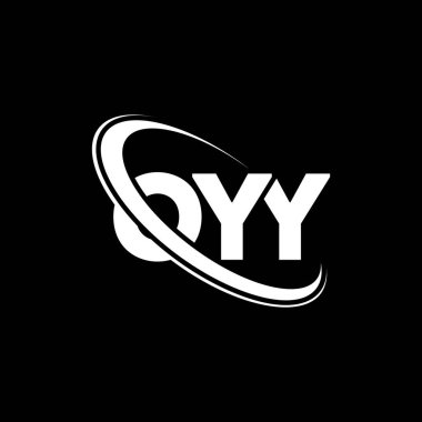Hey logo. OYY mektubu. OYY harf logosu tasarımı. Çember ve büyük harfli monogram logosuyla birleştirilmiş OYY logosu. Teknoloji, iş ve emlak markası için OYY tipografisi.