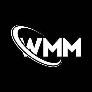 WMM logosu. WMM mektubu. WMM mektup logosu tasarımı. Çember ve büyük harfli monogram logosuna bağlı WMM logosu. Teknoloji, iş ve emlak markası için WMM tipografisi.