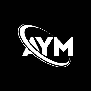 AYM logosu. AYM mektubu. AYM harf logosu tasarımı. Çember ve büyük harfli monogram logosuna bağlı AYM logosu. Teknoloji, iş ve emlak markası için AYM tipografisi.