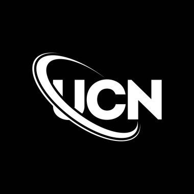 UCN logosu. Mektup. UCN Harf Logosu Tasarımı. Çember ve büyük harfli monogram logosuna bağlı UCN logosu. UCN teknoloji, iş ve emlak markası tipografisi.