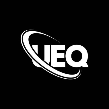 UEQ logosu. UEQ mektubu. UEQ harf logosu tasarımı. Çember ve büyük harfli monogram logosuna bağlı baş harfler UEQ logosu. Teknoloji, iş ve emlak markası için UEQ tipografisi.