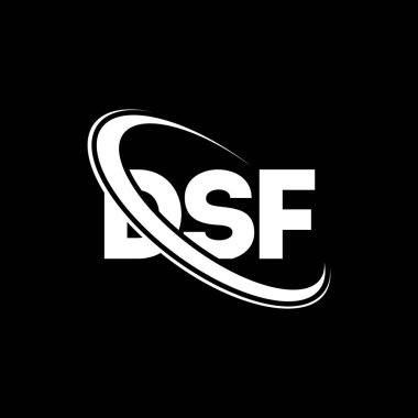 DSF logosu. DSF mektubu. DSF mektup logosu tasarımı. Çember ve büyük harfli monogram logosuna bağlı DSF logosu. Teknoloji, iş ve emlak markası için DSF tipografisi.