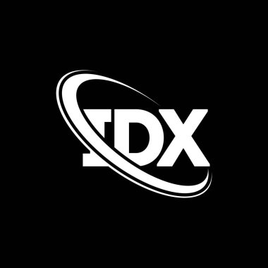 IDX logosu. IDX mektubu. IDX harfli logo tasarımı. Daire ve büyük harfli monogram logosuna bağlı ilk IDX logosu. Teknoloji, iş ve emlak markası için IDX tipografisi.