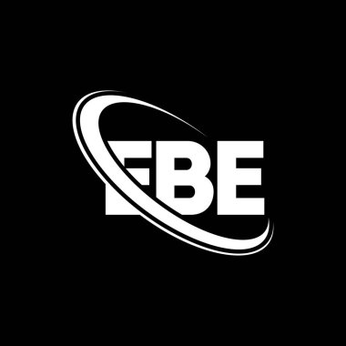 EBE logosu. EBE mektubu. EBE mektup logosu tasarımı. Çember ve büyük harfli monogram logosuna bağlı ilk EBE logosu. Teknoloji, iş ve emlak markası için EBE tipografisi.